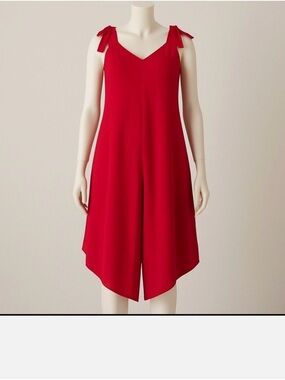 MSK Red Draped Wide-Leg Jumpsuit